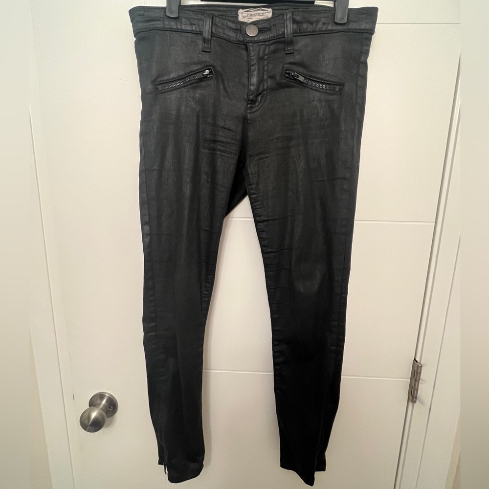 Current Elliott Jeans Coated Black Sz 28 Stiletto